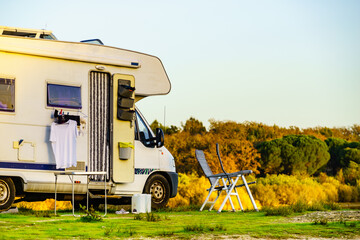 Camper rv camping on nature in Portugal