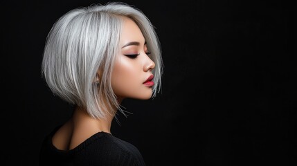 Fototapeta premium Beautiful Asian Woman in Stylish Bob