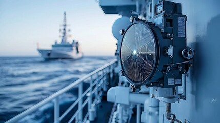 Marine Engineer Navigation Systems Detailed view of an advanced ship radar system