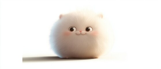 Capture a charming fluffy animal with a soft, fluffy coat and endearing features on a white background, perfect for vibrant and captivating content