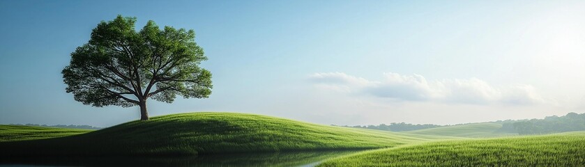 Fototapeta premium A greenery landscape with trees and sky in the background.