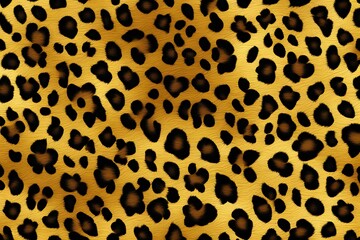 A seamless leopard skin pattern with golden fur and rosette shaped black spots, AI Generated