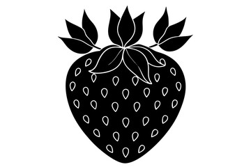  strawberry silhouette with floral pattern vector illustration 