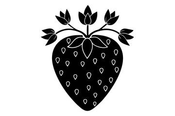  strawberry silhouette with floral pattern vector illustration 
