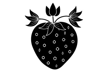  strawberry silhouette with floral pattern vector illustration 