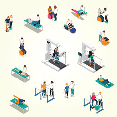 Physiotherapy Rehabilitation Isometric People Set