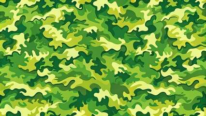 Obraz premium Military-style green camouflage pattern fills the frame, with various shades of olive, lime, and forest tones blending together to create a natural, outdoorsy backdrop.