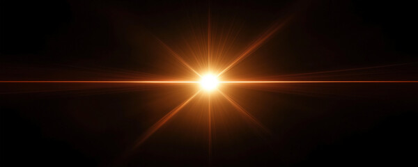 Orange lens flare on a black background,