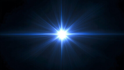 Blue lens flare on a black background,
