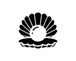 Seashell icon. Vector black shell icon. Simple clam illustration.