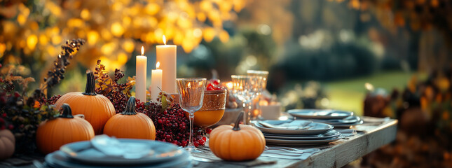 autumn pumkins and colorful leaves composition fall leaf frame thanksgiving festive background