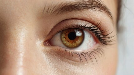 Obraz premium A woman's eye is brown and has a lot of lashes