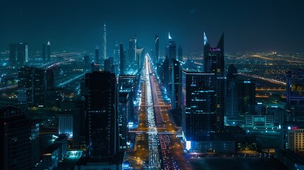 Obraz premium Large buildings equipped with the latest technology King Abdullah Financial District in the capital Riyadh Kingdom of Saudi Arabia : Generative AI