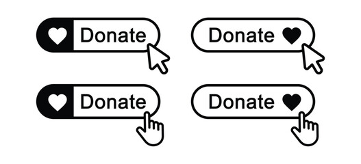 Donate button click icon, vector illustration