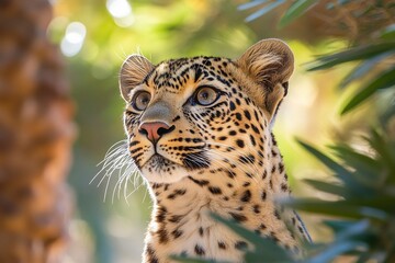 Arabian leopard is a beautiful but critically endangered cat. It's the smallest leopard subspecies, with stunning spotted fur ranging from pale yellow to tawny. Generative ai