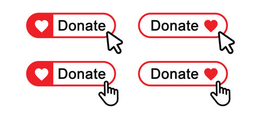 Donate button click icon, vector illustration