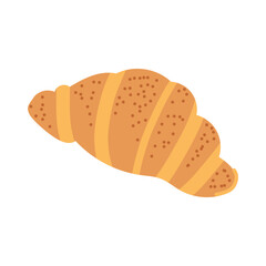 Cute vector croissant. Baking. Flat illustration with white isolated background. Hand-drawn style.
