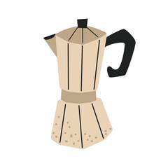 Cute vector turka. Coffee maker. Flat illustration with white isolated background. Hand-drawn style.