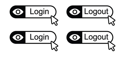 Log in an log out click button icon, vector Illustration