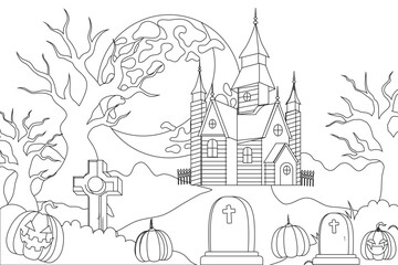 Fototapeta premium Halloween Coloring Pages for kids kdp interior design printable vector