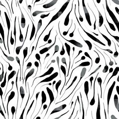 Seamless abstract textured pattern. Simple background with grey, black, white texture. Digital brush strokes. Lines. Design for textile fabrics, wrapping paper, background, wallpaper, cover.