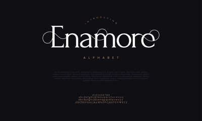 Enamore typography beauty fashion elegant minimalist serif italic fonts decorative wedding vintage retro logos. Minimal luxury font alphabet logo. Vector illustration
