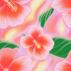 Hawaiian hibiscus flower seamless pattern tile 