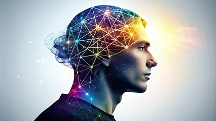 Obraz premium Outlines Of A Human Head And Profile Are Presented On A White Backdrop, Revealing An Abstract Representation Of An Individual'S Mind And Thoughts.