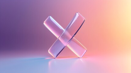 Elegant Transparent 3D Check Mark Icon with Subtle Lighting Effects on Gradient Background
