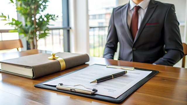 Professional binder and resume on a desk with a certificate of achievement in the background, symbolizing meeting the qualifications for a dream job.