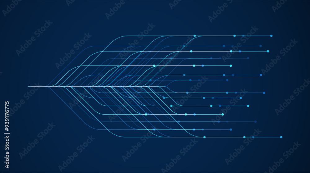 Poster big data visualization. social network, financial analysis of complex databases. data mining. vector
