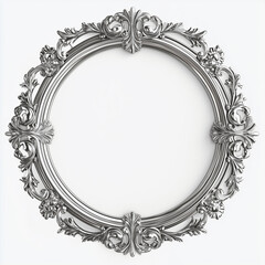 Ornate silver picture frame with intricate designs on a white background

