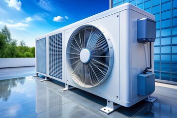 Arctic Chill: Blue and white hues, sleek and modern design, high-performance HVAC systems, energy conservation.