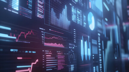 Obraz premium Dynamic Animated Graphs Illustrating Company's Quarterly Performance with Clean Professional Background for Corporate Presentation.
