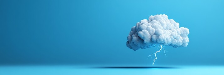 A 3D icon of a thundercloud with a lightning bolt striking down representing a stormy weather condition in a minimalist design