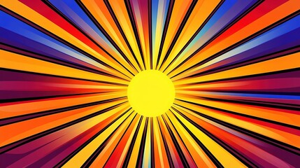Colorful Pop Art Rays Background for Comics and Posters: Retro-Inspired Presentation Artwork Featuring Vibrant Rays in Classic Pop Art Style. 