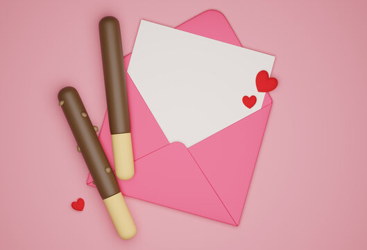 message letter with pepero pocky 3D graphic