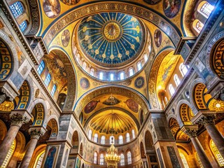 Obraz premium Byzantine Opulence: Mosaic tiles, shimmering domes, religious, regal, architectural