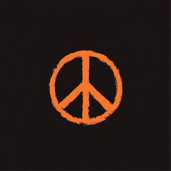 Simple peace symbol icon on black background