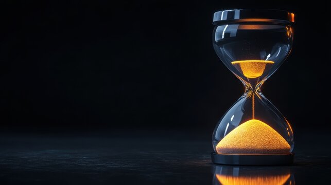 Glowing Hourglass on Dark Background Symbolizing Passing Time