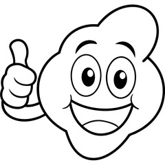 Obraz premium black and white cartoon and doodle type emoji thumb up generated by AI