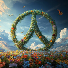 World peace concept illustration with global symbols