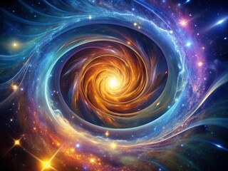 Celestial Vortex: Swirling spiral resembling a starlit vortex, cosmic energy, celestial glow.
