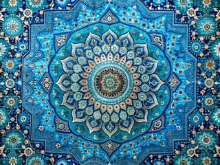 Fototapeta premium Cerulean Tapestry: Woven textures, intricate patterns, blue and turquoise hues