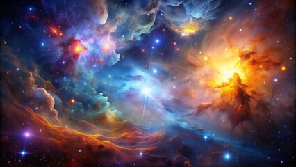 Naklejka premium Cosmic Abstractions: Nebulae, galaxies, interstellar, vast, ethereal, boundless, starlit