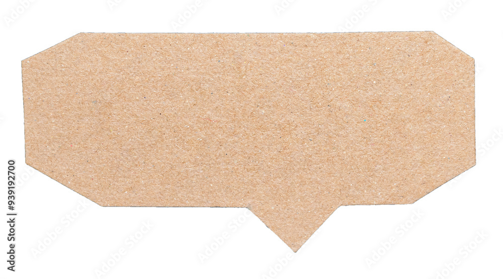 Poster Blank cut out brown cardboard paper speech bubble with copy space for text on transparent png background design element
