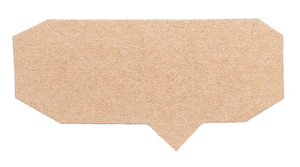 Blank cut out brown cardboard paper speech bubble with copy space for text on transparent png background design element
