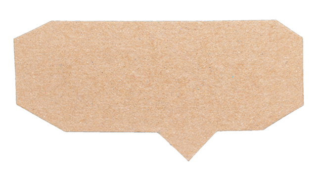 Blank cut out brown cardboard paper speech bubble with copy space for text on transparent png background design element
