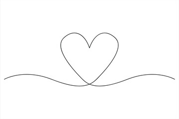 Heart continuous one line art drawing color shape Love sign outline illustration
