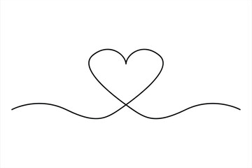 Heart continuous one line art drawing color shape Love sign outline illustration
